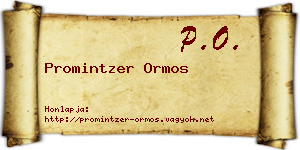 Promintzer Ormos névjegykártya